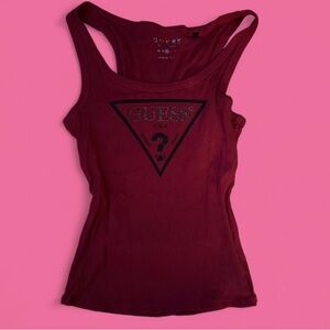 GUESS Burgundy Tank Top with Logo